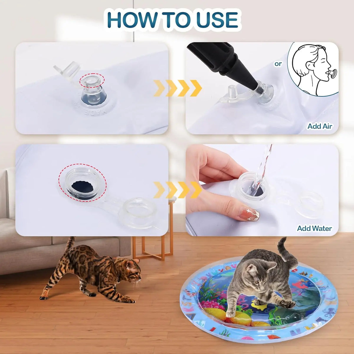Alfombra Sensorial de Agua y Enfriamiento Reforzada para Gatos y Perros – Tapete Refrescante Interactivo para Juego Autónomo y Actividades de Verano