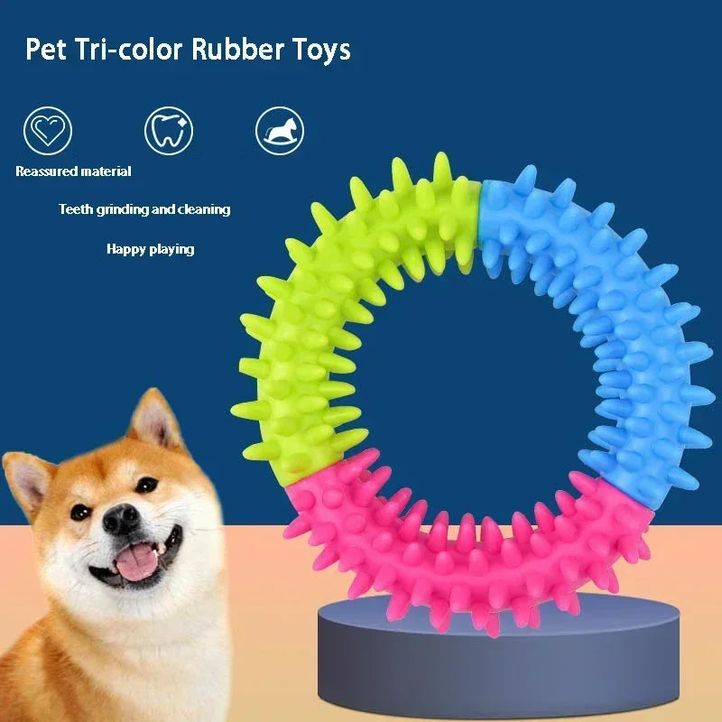 Anillo Anillo Disco Volador y Mordedor con Púas para Perros y Gatos – Juguete Interactivo de Entrenamiento y Limpiador Molar de Goma