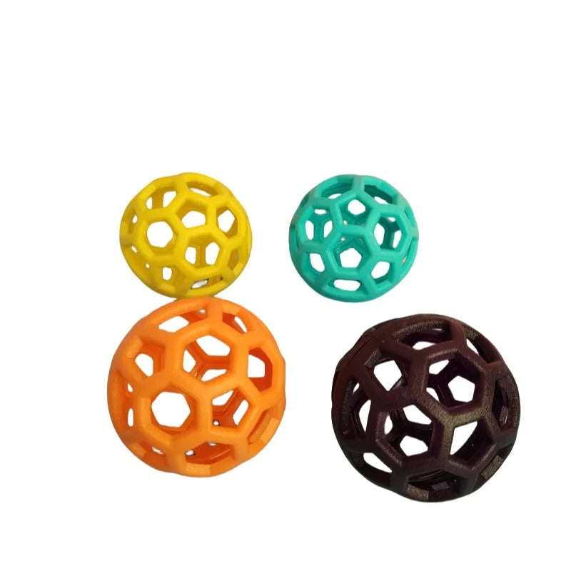 Pelota Interactiva Hueca Molar de TPR para Perros – Juguete Mordedor Geométrico Ultra Resistente para Masticación, Limpieza Dental y Cachorros