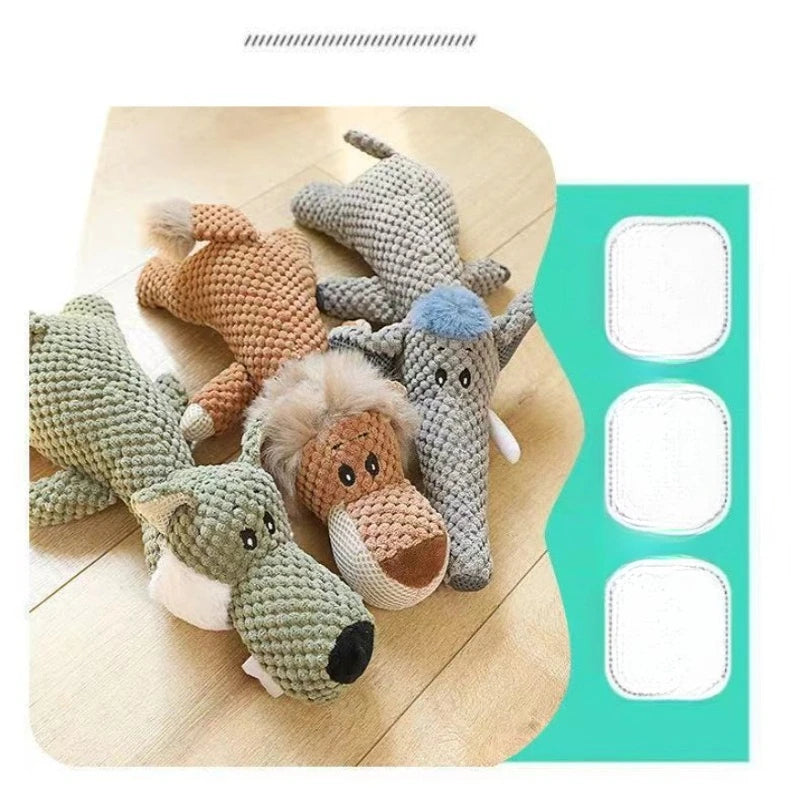 Juguete Mordedor de Peluche Reforzado Forma de Hueso con Cuerda de Algodón y Sonido – Juguete Interactivo Anti-Desgarro y Resistente a Mordeduras para Limpieza Dental de Perros y Gatos