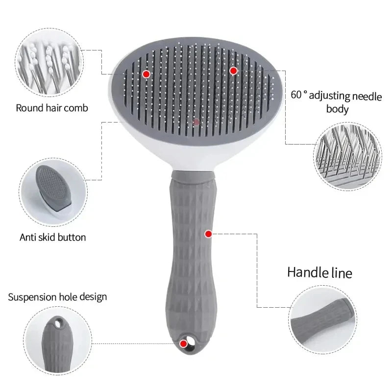 Cepillo Autolimpiante Deslanador para Perros y Gatos – Peine Quita Pelo y Desenredante con Botón de Expulsión para Cuidado e Higiene de Mascotas